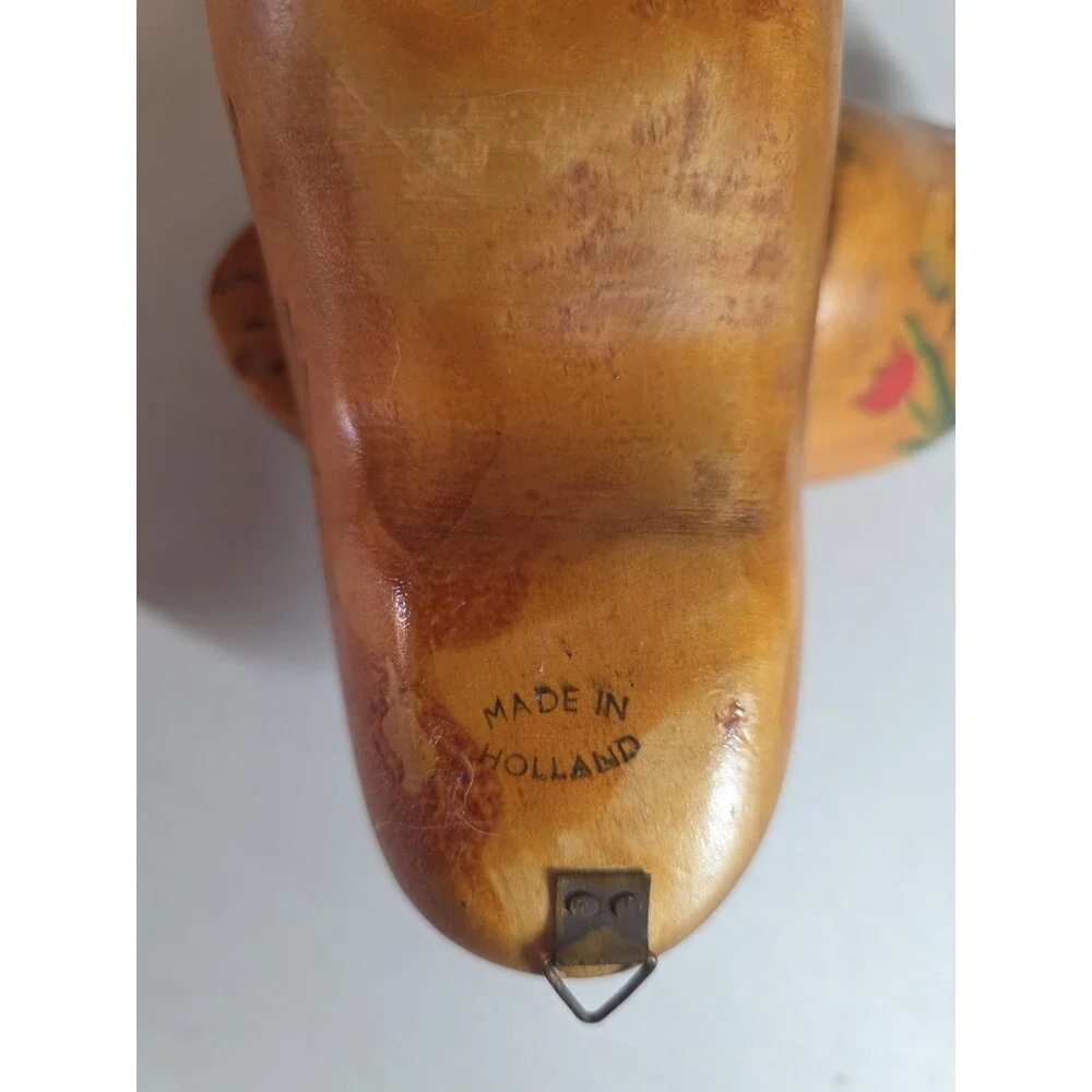 Vintage Barricini Hand Painted Wooden Shoes Clogs Made in Holland Souvenir Wall
